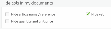 How to not display VAT on your documents
