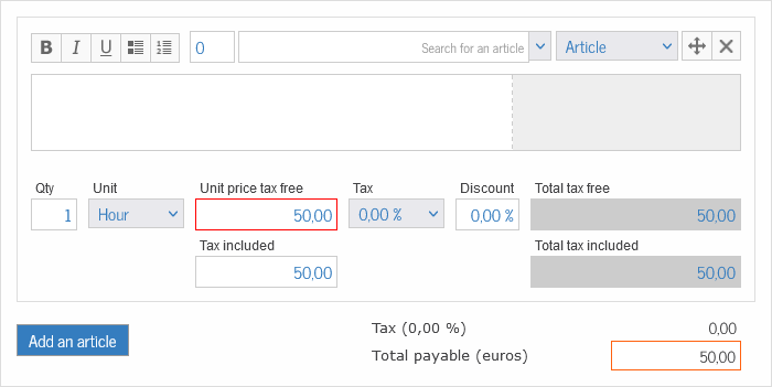 VAT rate for a specific article