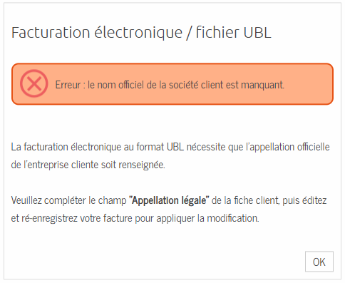 Données obligatoires pour la facturation électronique
