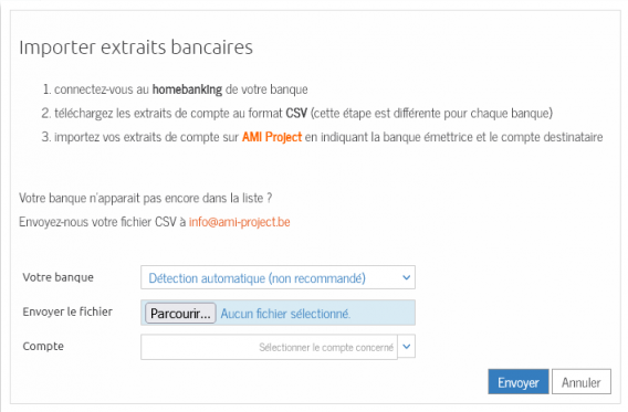 Import des extraits bancaires au format CSV