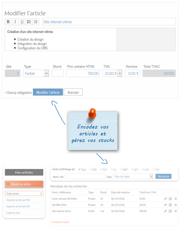 Gestion de stock et articles